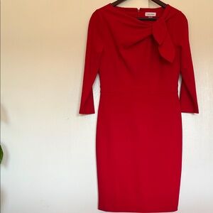 Calvin Klein Vibrant Red Long Sleeve Dress